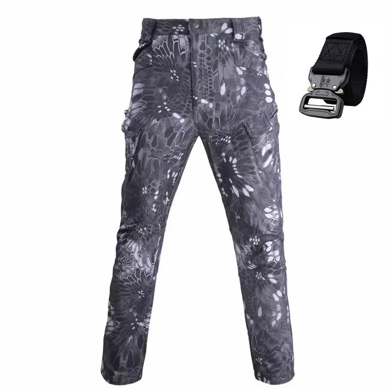 2025 Flap Pocket Men'S Fleece Straight Leg Cargo Pants, Loose Casual Tactical Pants, Mens Work Pants for Hiking Climbing