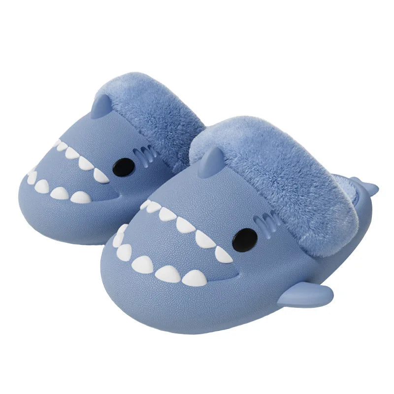 Shark Plush Slippers for Women Men Autumn and Winter Warm Cartoon Cotton Slipper Non-Slip Waterproof Outdoor Home Shoes