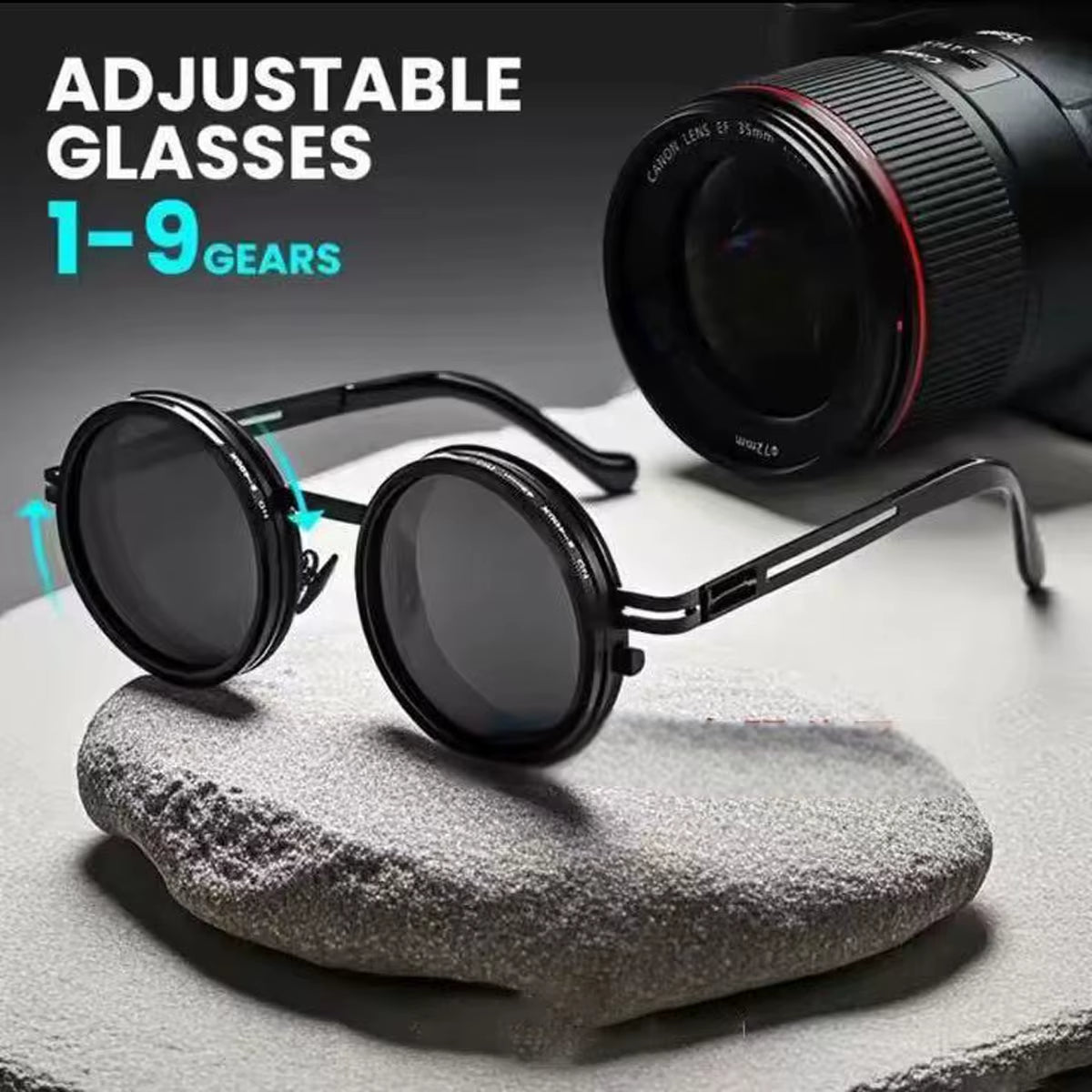 2025 Fashion New Unisex Handmade ND9 Level Sunglasses Stepless Rotating Filter Retro Polarized Sunglass Cycling Sports Glassees