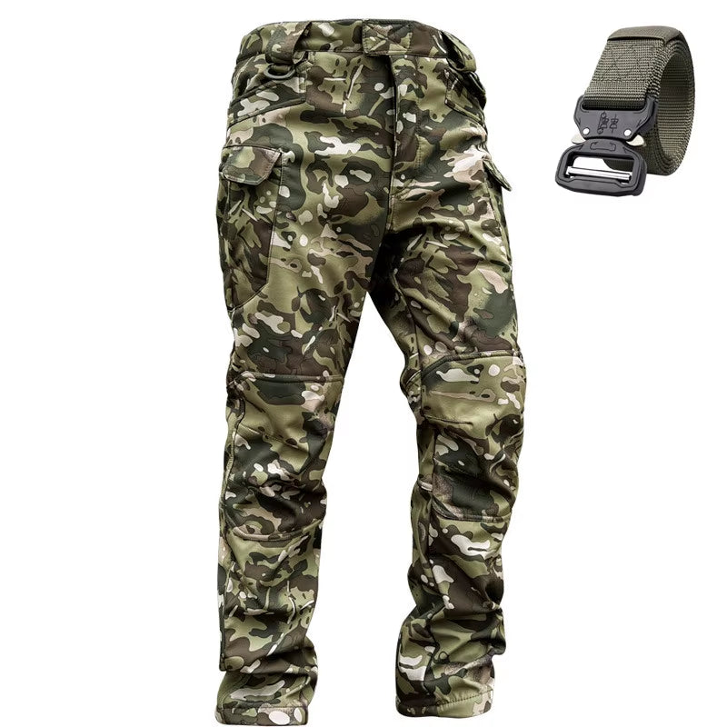 2025 Flap Pocket Men'S Fleece Straight Leg Cargo Pants, Loose Casual Tactical Pants, Mens Work Pants for Hiking Climbing